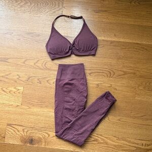 Dusty Rose Halter Bralette and Leggings Set